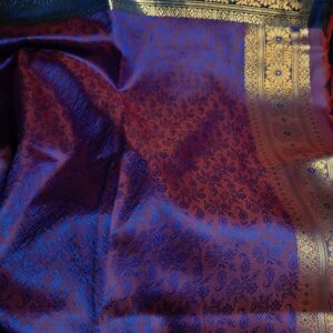 Red Purple Tone Banarasi Silk Scarf Handmade - Image 6