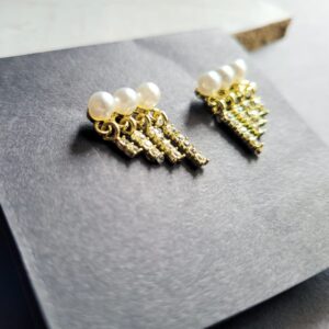 Pearl Crystal Dangle Women's Earrings - Image 2