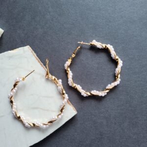 Sparkling Pearl hoop Women's Earrings - Image 5