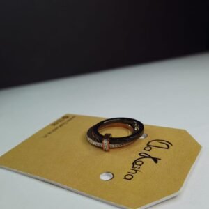 Black 2 row Ceramic Crystal Rhinestone Women's Ring - Image 3