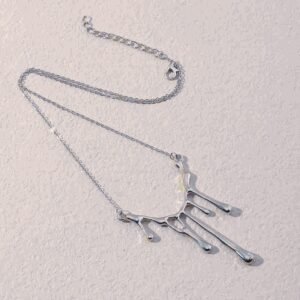 Oxidized Melting Metal Dripping Necklace - Image 2