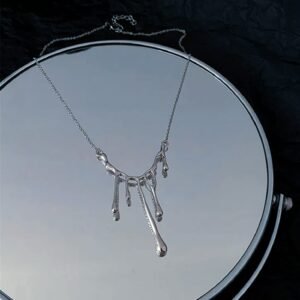 Oxidized Melting Metal Dripping Necklace - Image 5
