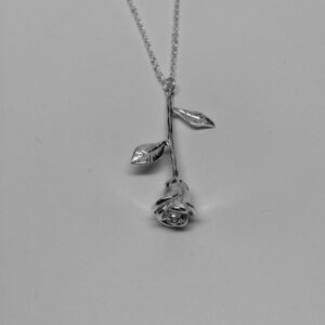 Oxidized Rose flower pendant necklace - Image 2