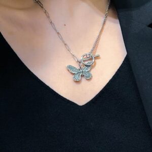 Oxidized Retro butterfly necklace - Image 1