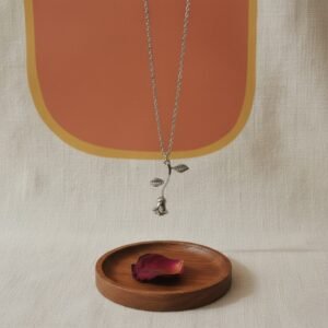 Oxidized Rose flower pendant necklace - Image 3