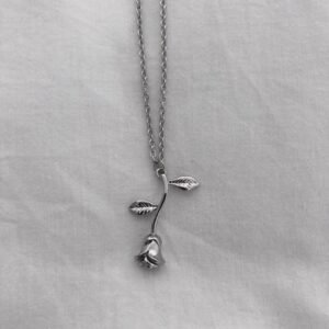 Oxidized Rose flower pendant necklace - Image 4