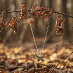Oxidized Retro butterfly necklace - Image 3