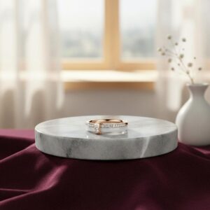 White 2 row Ceramic Crystal Rhinestone Women's Ring - Image 5