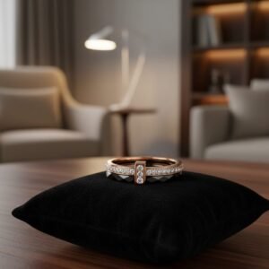 Black 2 row Ceramic Crystal Rhinestone Women's Ring - Image 5