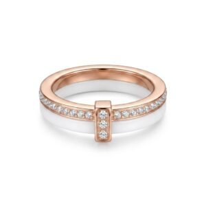 White 2 row Ceramic Crystal Rhinestone Women's Ring - Image 6