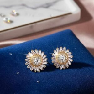 White Brass Studs Women's Earrings - Image 4