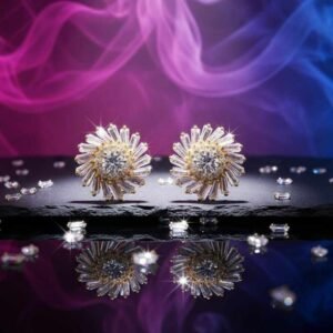 White Brass Studs Women's Earrings - Image 5