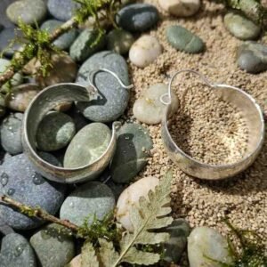 Handmade Silver Hoop Women's Earrings - Image 3