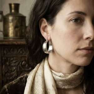 Handmade Silver Hoop Women's Earrings - Image 5