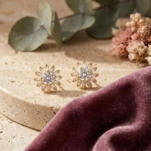 White Brass Studs Women's Earrings - Image 3