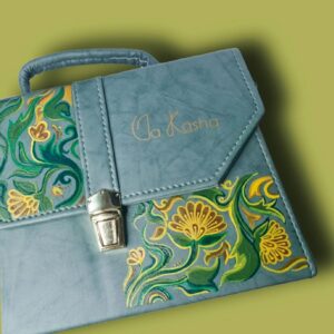 Women Teal Green Floral Handmade Handbag EXCLUSIVE COLLECTION - Image 5