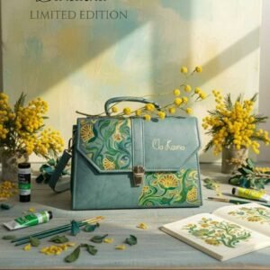 Women Teal Green Floral Handmade Handbag EXCLUSIVE COLLECTION - Image 3