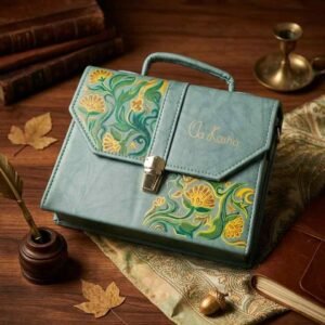 Women Teal Green Floral Handmade Handbag EXCLUSIVE COLLECTION - Image 6