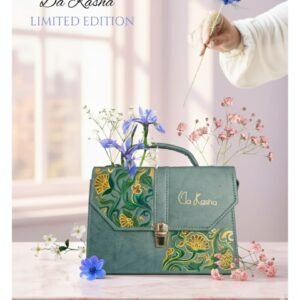 Women Teal Green Floral Handmade Handbag EXCLUSIVE COLLECTION - Image 4
