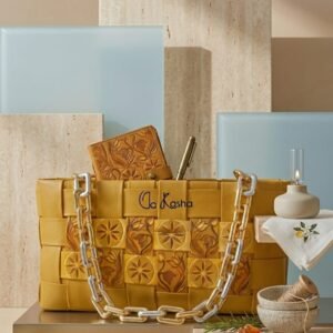 Women Mustard Floral Handmade Handbag EXCLUSIVE COLLECTION - Image 7