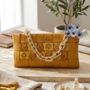 Women Mustard Floral Handmade Handbag EXCLUSIVE COLLECTION - Image 4