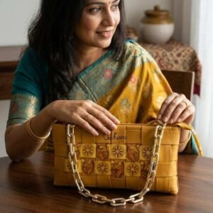 Women Mustard Floral Handmade Handbag EXCLUSIVE COLLECTION - Image 3