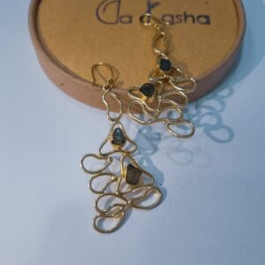 Handmade Brass Tangled Gemstonewhimsy Women's Earring - Image 4