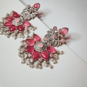 Oxidized Pearl Pink Monalisa Dangle Women's Earrings - Image 5