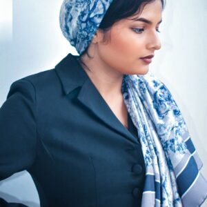 Satin Silk Vintage Style Grey Scarf - Image 5