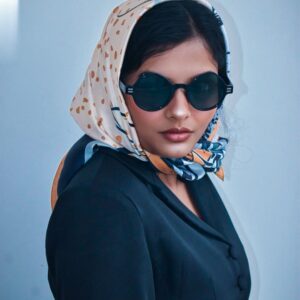 Satin Silk Jungle Love Golden Scarf - Image 5