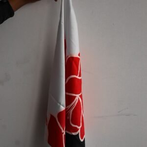 Satin Silk Red Floral Scarf - Image 4