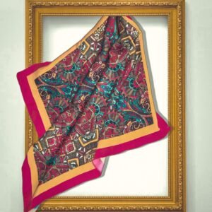 Satin Silk Pink Abstract Vintage Scarf - Image 3
