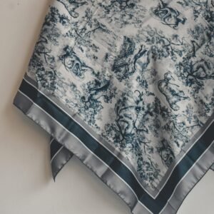 Satin Silk Vintage Style Grey Scarf - Image 6