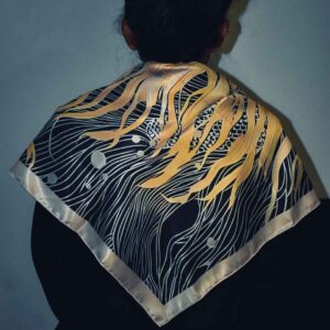 Satin Silk Golden Fish Scarf - Image 4