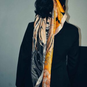 Satin Silk Golden Fish Scarf - Image 2