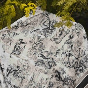 Satin Silk Vintage Style Grey Scarf - Image 2