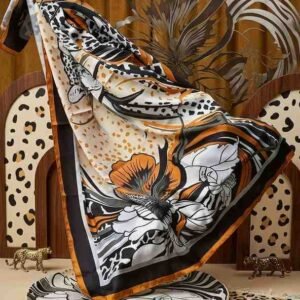 Wild Bloom Satin Leopard Scarf - Image 6