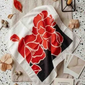 Crimson Bloom Satin Scarf - Image 5