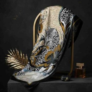 Wild Bloom Satin Leopard Scarf - Image 2