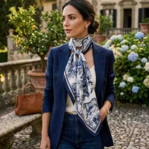 Jungle Reverie Handcrafted Luxury in Monochrome  Satin Scarf - Image 4