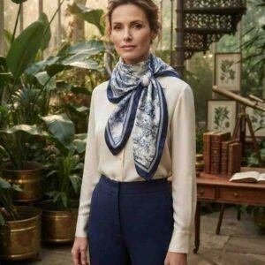 Jungle Reverie Handcrafted Luxury in Monochrome  Satin Scarf - Image 5