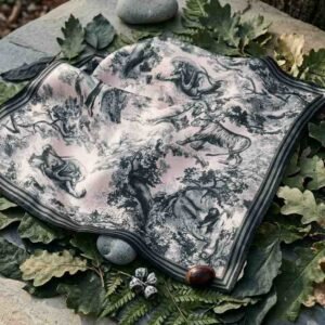 Jungle Reverie Handcrafted Luxury in Monochrome  Satin Scarf - Image 2