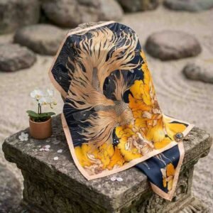 Golden Flow Handcrafted Elegance Satin Scarf - Image 5