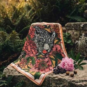 Wild Bloom Majesty Handcrafted Elegance Satin Scarf - Image 3