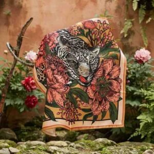 Wild Bloom Majesty Handcrafted Elegance Satin Scarf - Image 1