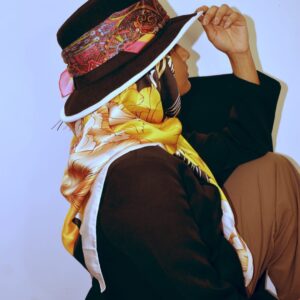 Satin Silk Golden Fish Scarf - Image 1