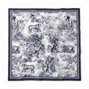 Jungle Reverie Handcrafted Luxury in Monochrome  Satin Scarf - Image 3