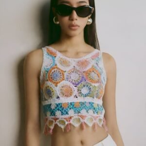 Crochet Floral Halter Neck Top - Image 1