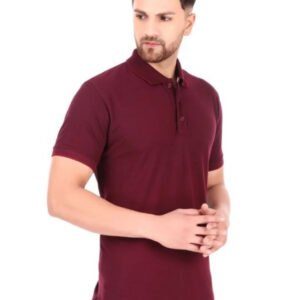 Solid Polo Maroon T-Shirt - Image 4