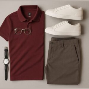 Solid Polo Maroon T-Shirt - Image 2